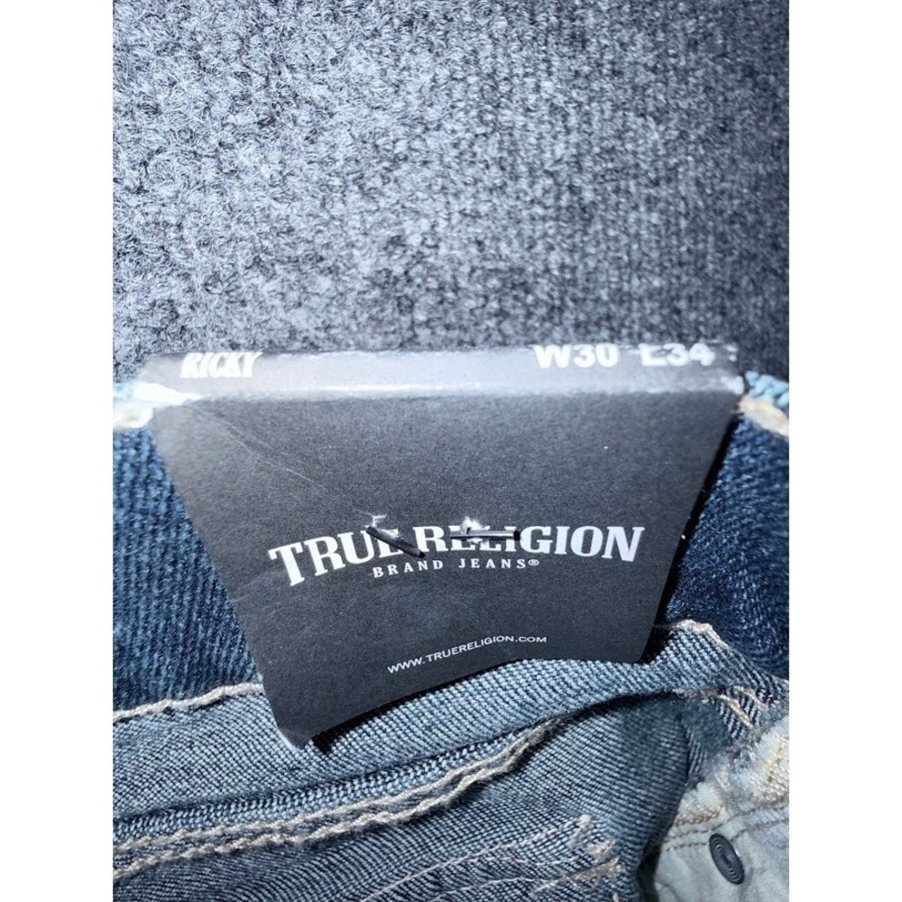 True Religion Ricky Relaxed Straight  30x34 Jeans Dark Woodland Wash NWT 700645 - Picture 15 of 16